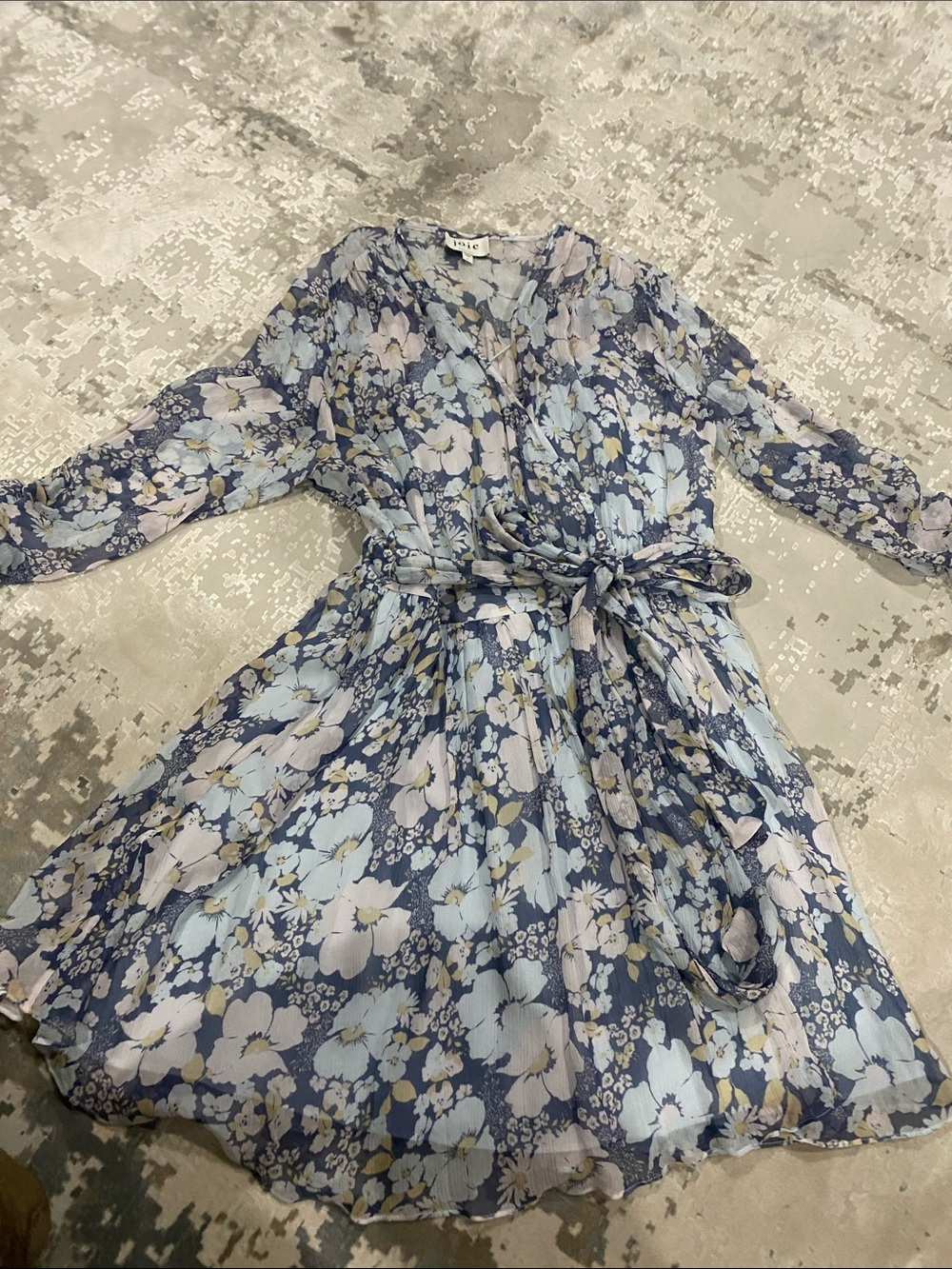 Joie Blue and Cream Silk Floral Wrap dress